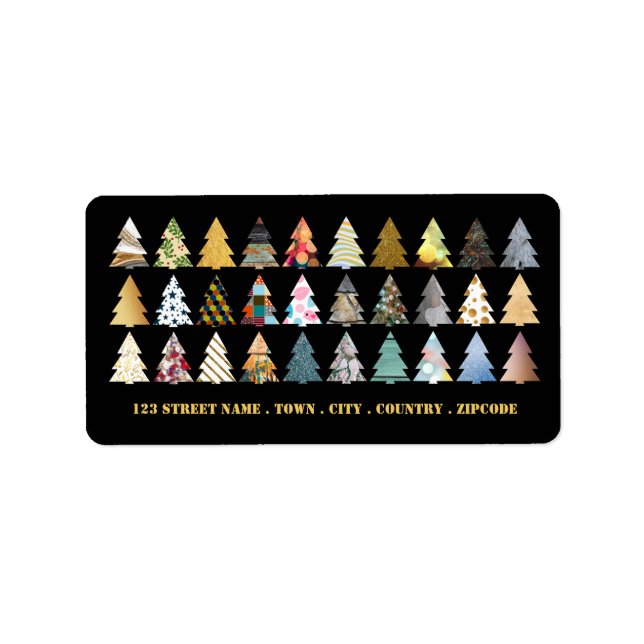 Festliche Bäume, Weihnachten Adressaufkleber (Vorne)