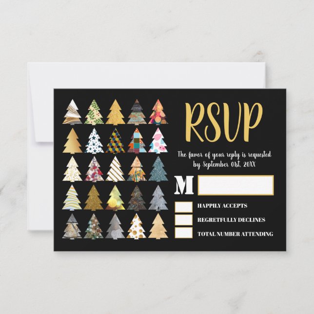 Festliche Bäume, Weihnachts-Party-UAWG RSVP Karte (Vorderseite)