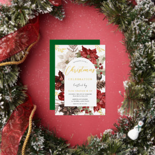 Festliche Blumen Corporate Familien-Weihnachtsfeie Folieneinladung