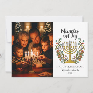 Festliche Blumen-Hanukkah-Fotogrußkarte Feiertagskarte