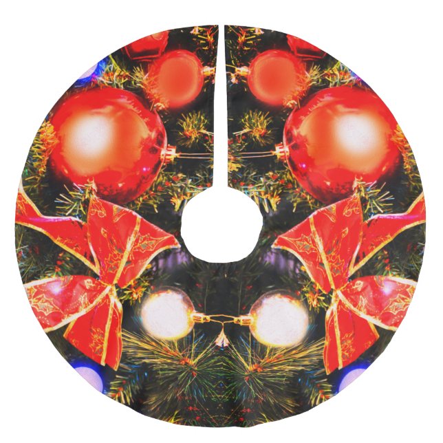 Festliche Bögen und Bläschen Polyester Weihnachtsbaumdecke (Vorderseite)