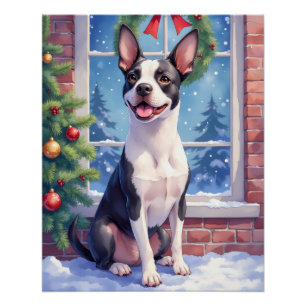 Festliche Boston Terrier Weihnachtskunst Poster