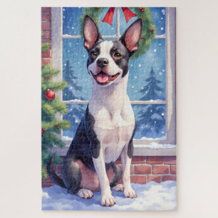 Festliche Boston-Terrier-Weihnachtskunst Puzzle