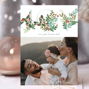 Festliche Botanische Florale FREUDE Weihnachtsklas Feiertagskarte