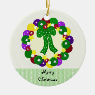Festliche bunte Weihnachtskrone Keramik Ornament