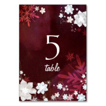 Festliche Burgunder Winter Hochzeiten Tischnummern