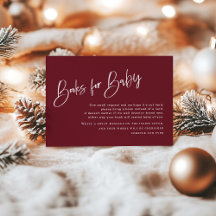 Festliche Burgundy Babyduschbücher für die Babykar