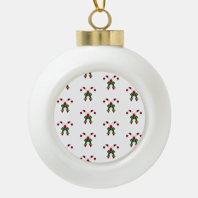 Festliche Candystick-Keramik Ball Ornament (Vorderseite)