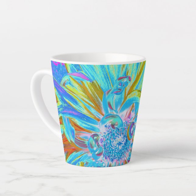Festliche Chartreuse und Blue Dahlia Blume Petals Milchtasse (Linke Ecke)