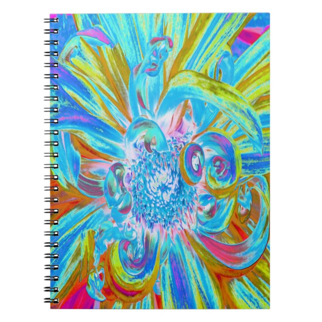 Festliche Chartreuse und Blue Dahlia Blume Petals Notizblock (Vorderseite)