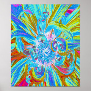 Festliche Chartreuse und Blue Dahlia Blume Petals Poster
