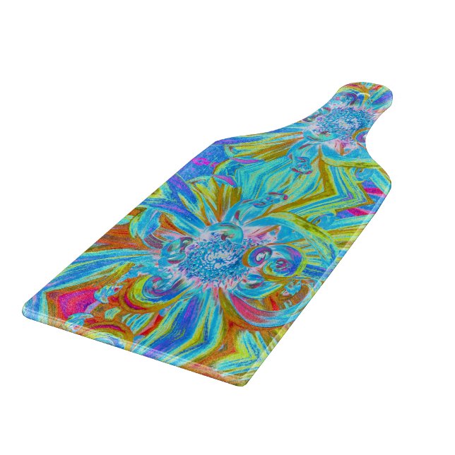 Festliche Chartreuse und Blue Dahlia Blume Petals Schneidebrett (Ecke)