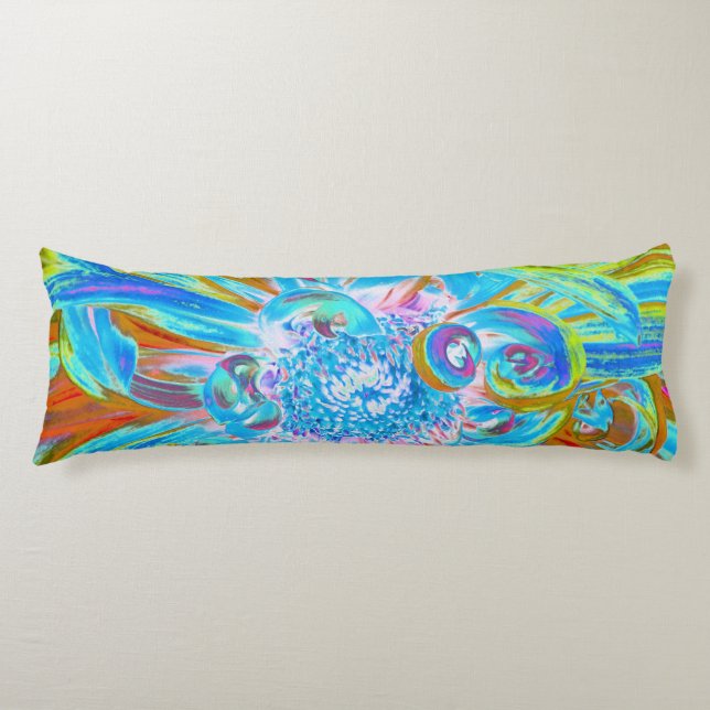 Festliche Chartreuse und Blue Dahlia Blume Petals Seitenschläferkissen (Vorderseite)