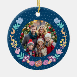 Festliche Cheshire Cat Floral Wreath Marine Weihna Keramik Ornament