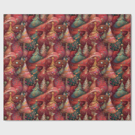 Festliche Christbäume in üppigen Farben und Gold Geschenkpapier