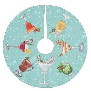 Festliche Cocktailgetränke Weihnachten Wasserfarbe Polyester Weihnachtsbaumdecke