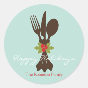 Festliche Cutlery Holiday Gefallen Stickers