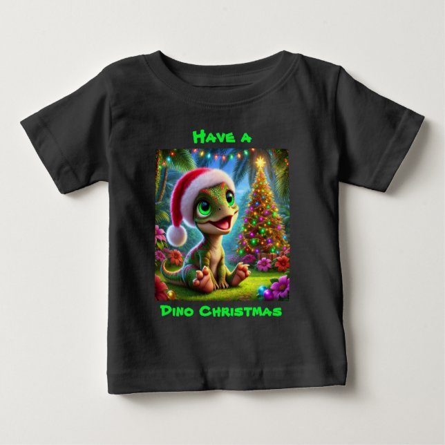 Festliche Dinosaurier Weihnachten Baby T-shirt (Vorderseite)