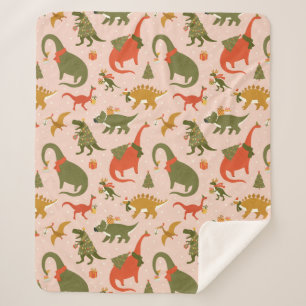 Festliche Dinosaurier Weihnachtsbaum Urlaubsmuster Sherpadecke