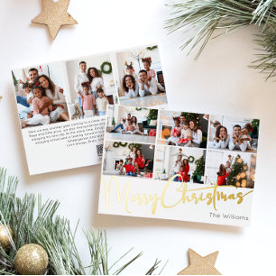 Festliche Drehbuch Neun-Foto Frohe Weihnachtsgolde Folien Feiertagskarte