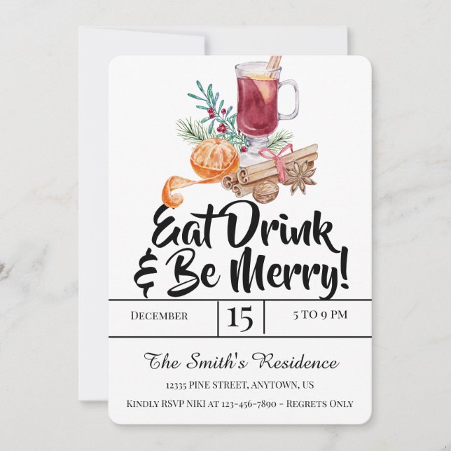Festliche Drinks Party essen Drink & Sei fröhlich! Einladung (Vorderseite)