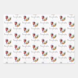 Festliche Drinks Strumpf Frohe Weihnachtsschrift Geschenkpapier Set