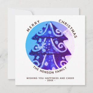 Festliche, einfache Weihnachtsbaumfamilie Feiertagskarte