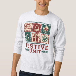 Festliche Einheit (2) Retro-Weihnachts-Icon-Raster Sweatshirt
