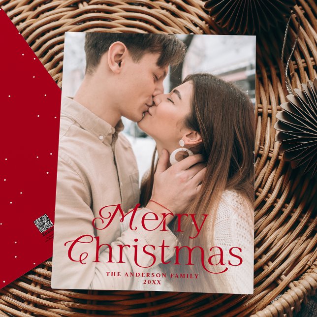 Festliche Elegance Rotes Weihnachtsfest Foto Feiertagskarte (Von Creator hochgeladen)