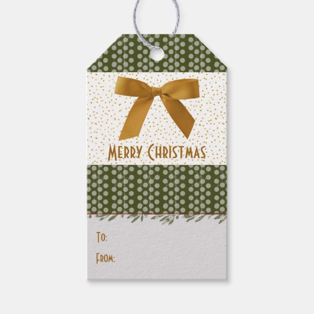 Festliche Elegante Gold Bow Docks Weihnachten bis  Geschenkanhänger (Vorderseite)