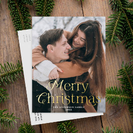 Festliche Eleganz Frohe Weihnachten Foto Folien Feiertagspostkarte