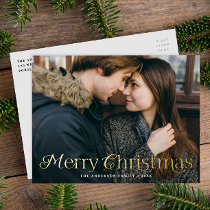 Festliche Eleganz Frohe Weihnachten Foto Folien Feiertagspostkarte