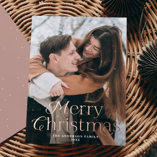 Festliche Eleganz Frohe Weihnachten Foto Rose Gold Folien Feiertagskarte