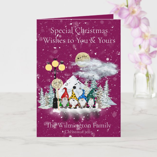 Festliche Elf Quartett Familienfeiertag Weihnachts Karte (Orchidee)