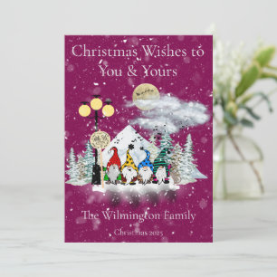 Festliche Elf Quartett Familienfeiertag Weihnachts Karte