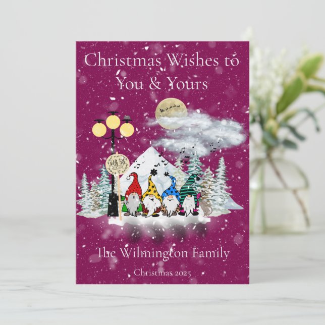 Festliche Elf Quartett Familienweihnachtswohnung Karte (Stehend Vorderseite)