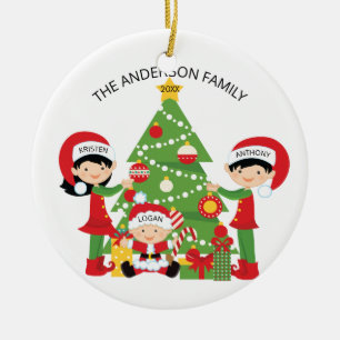 Festliche Familie personalisierten Weihnachten 3 Keramik Ornament