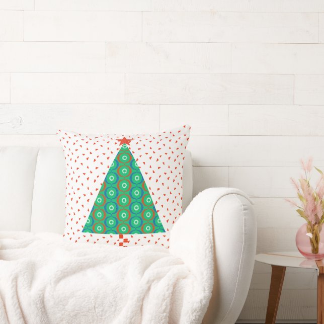Festliche farbenfrohe Patchwork-Weihnachtsbaum Kissen (Liege)