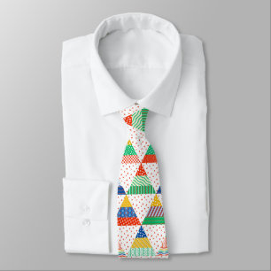 Festliche farbenfrohe Patchwork-Weihnachtsdreiecke Krawatte