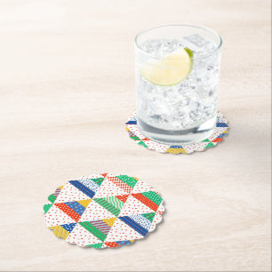 Festliche farbenfrohe Patchwork-Weihnachtsdreiecke Untersetzer