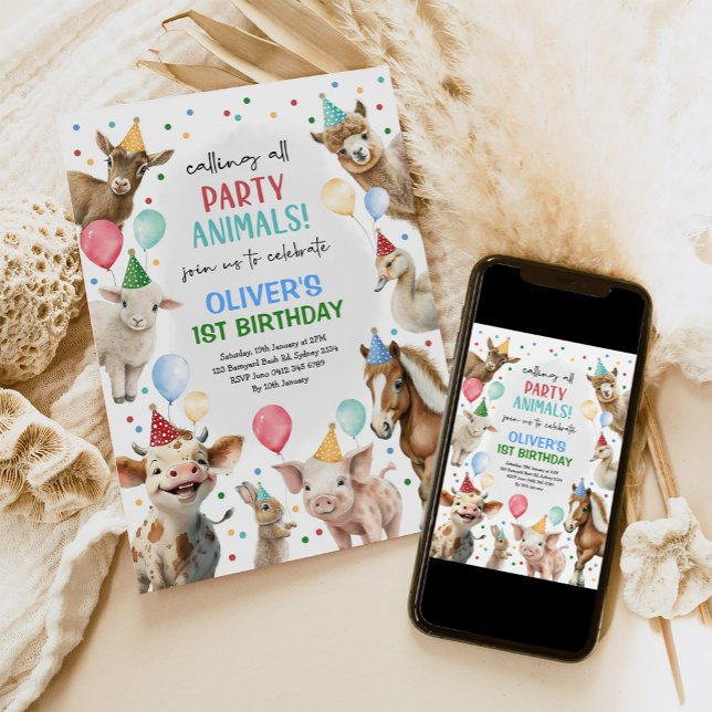 Festliche Farm Barnyard Party Tiere Boys Geburtsta Einladung (Von Creator hochgeladen)
