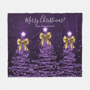 Festliche Feiertage Lila Weihnachtsbäume Goldene S Fleecedecke