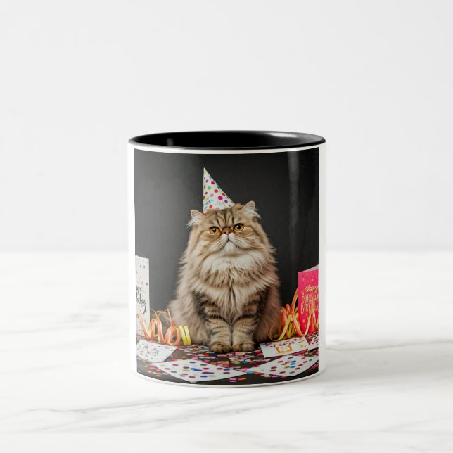 Festliche Feline-Tasse Zweifarbige Tasse (Mittel)