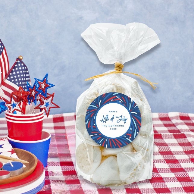 Festliche Feuerwerke Custom 4. Juli Party Runder Aufkleber (Von Creator hochgeladen)