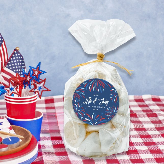 Festliche Feuerwerke Custom 4. Juli Party Runder Aufkleber (Von Creator hochgeladen)