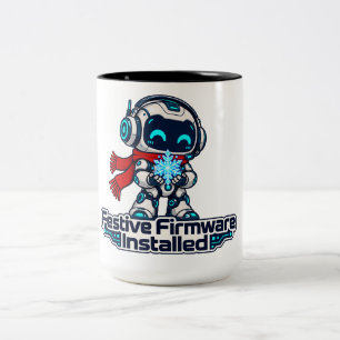 Festliche Firmware Installiert Süßer Winterroboter Zweifarbige Tasse