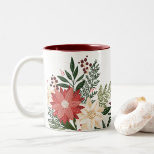 festliche Flora botanisch elegante Weihnachtsprach Zweifarbige Tasse