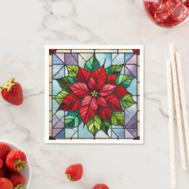 Festliche Floraldekoupage aus Glas Poinsettia Serviette