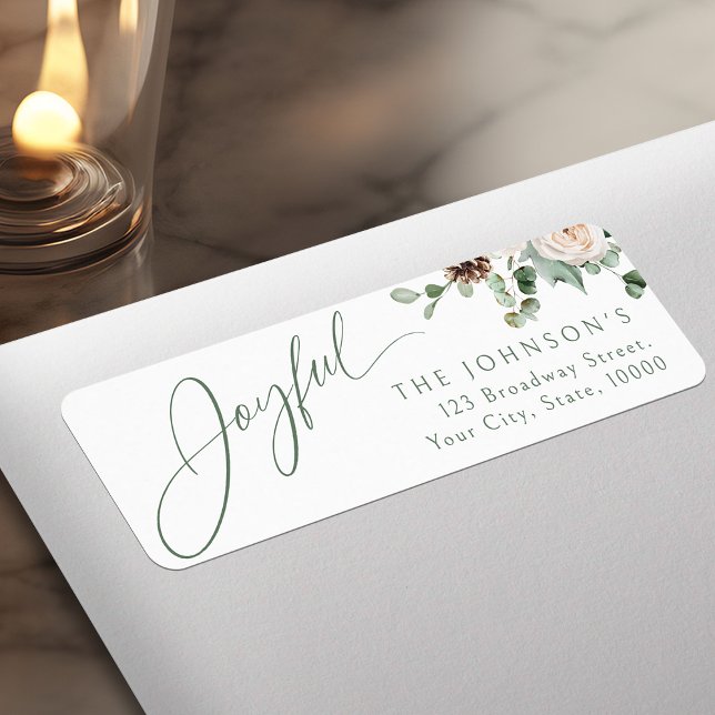Festliche Florale Fröhliche Feiertags-Rücksendeadr (Festive Floral Joyful Holiday Return Address Label)