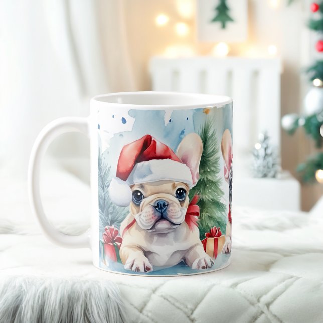 Festliche französische Bulldogs Weihnachts-Tasse Kaffeetasse (Von Creator hochgeladen)